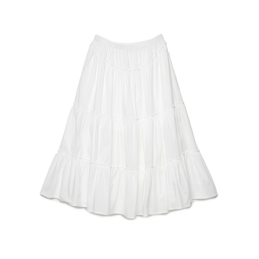 ｜NOIRNINE｜ Shirring Frill Skirt ｜WHITE｜