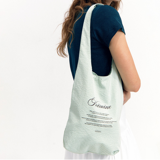 ｜NOIRNINE｜ Stripe Eco Bag ｜GREEN｜