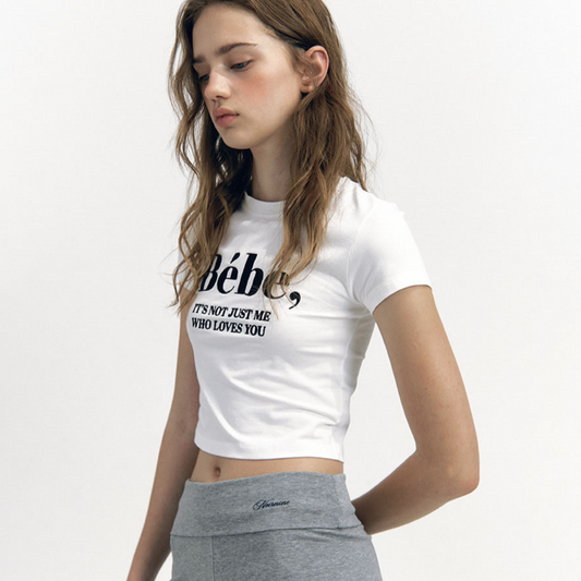 ｜NOIRNINE｜ Bébé Crop T-shirts ｜WHITE｜