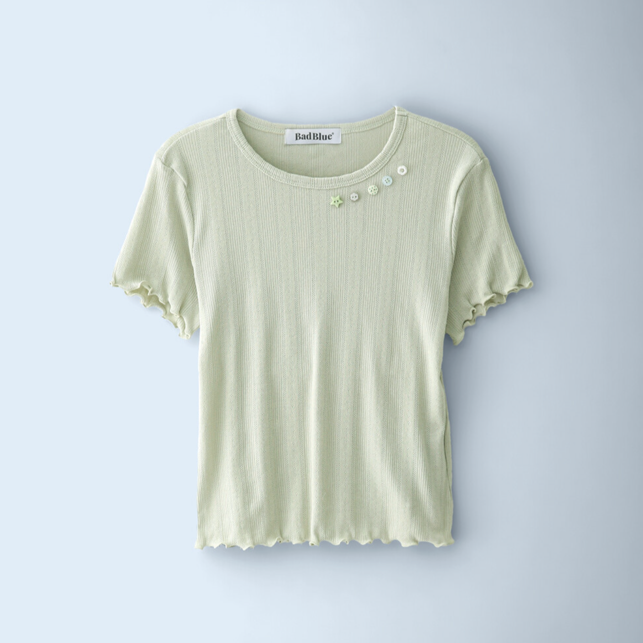 ｜BadBlue｜ Buttons Baby Tee Green