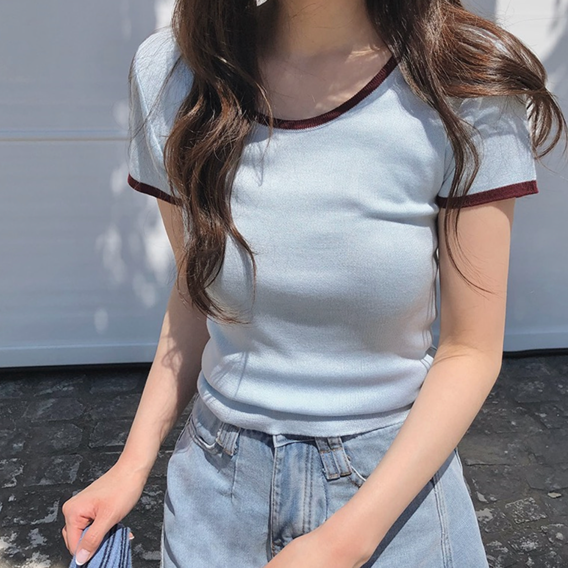｜SLOWAND｜ Colour Line Drip Knit Top
