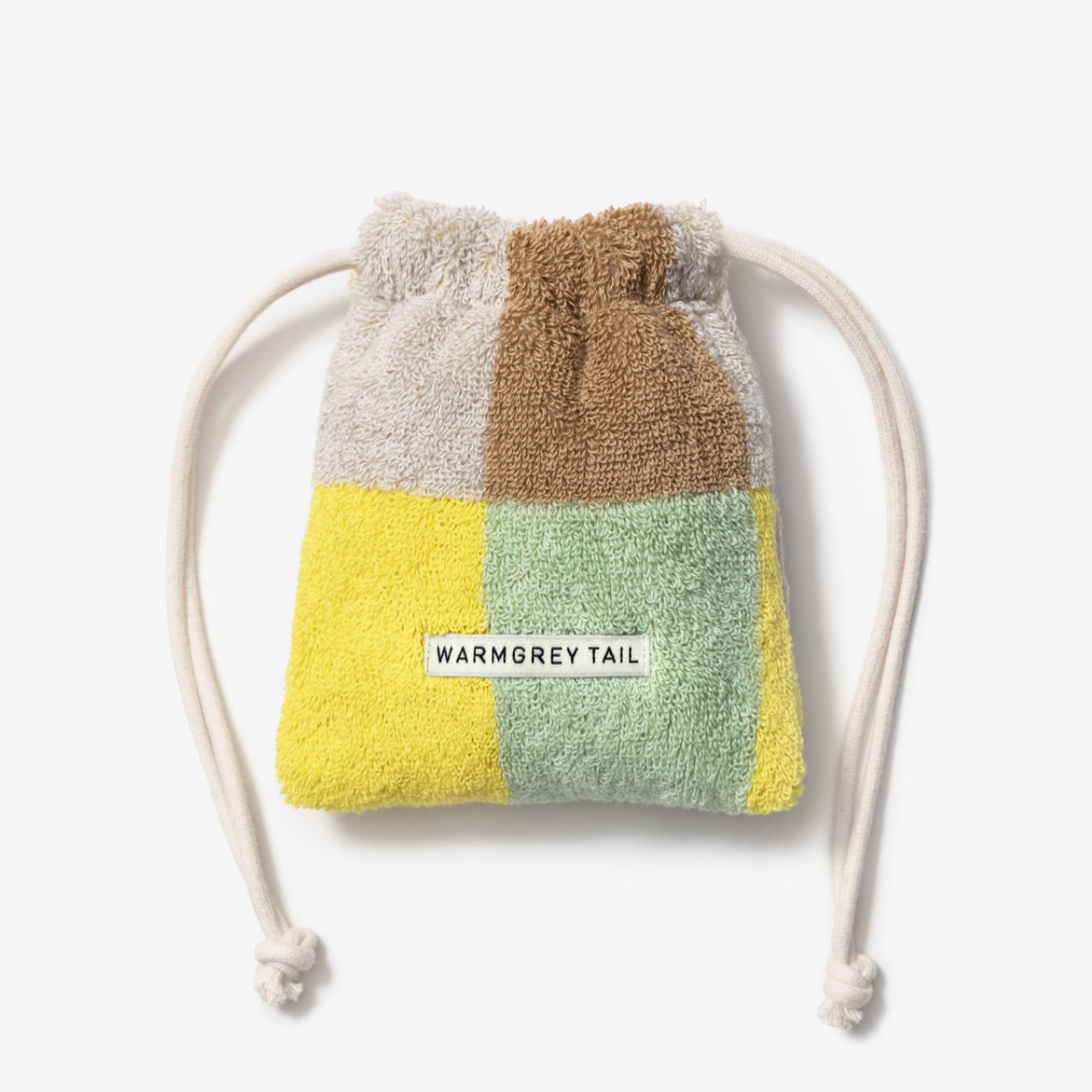 ｜WARMGREYTAIL｜ CHECK TERRY POUCH - SAND YELLOW
