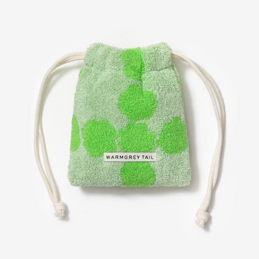 ｜WARMGREYTAIL｜ BLOSSOM CHECK TERRY POUCH - GREEN