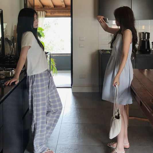 ｜SLOWAND｜ ONLY SLOW Friends Cozy Checkered Pajama Pants