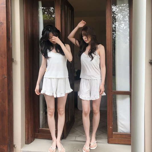 ｜SLOWAND｜ ONLY SLOW Kitch Stripe Homewear Set