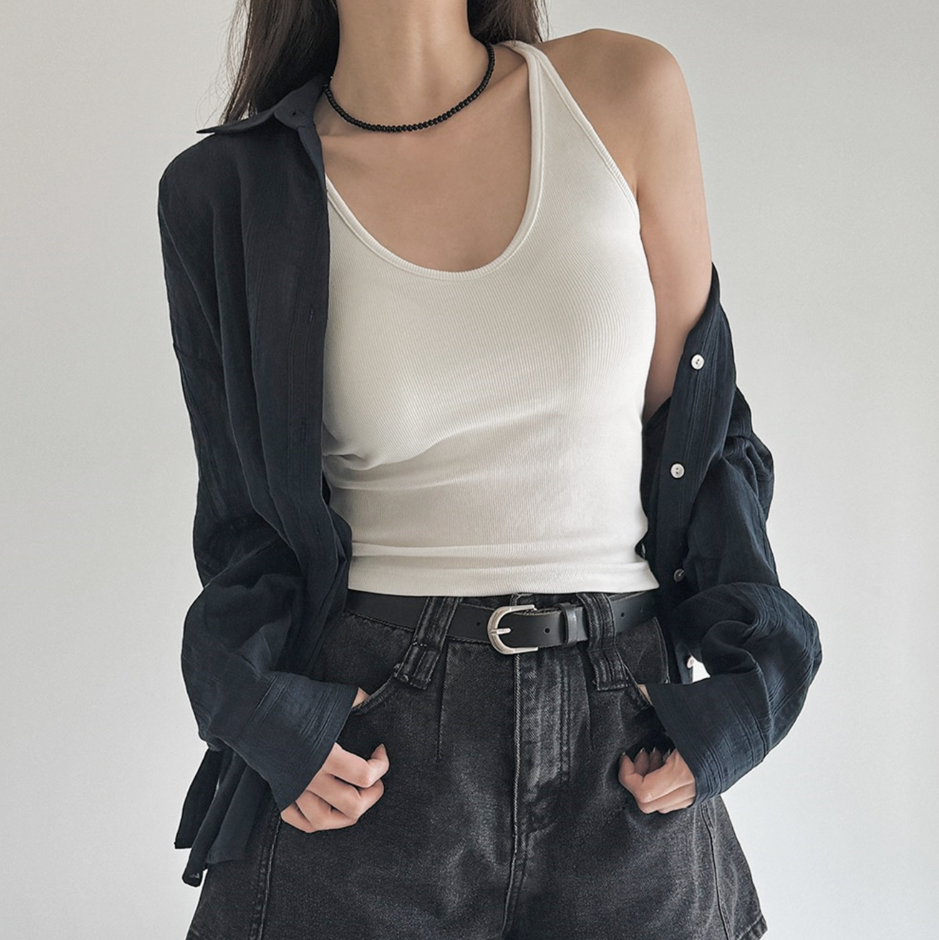 ｜SLOWAND｜ ONLY SLOW Slim Fit Halterneck Sleeveless