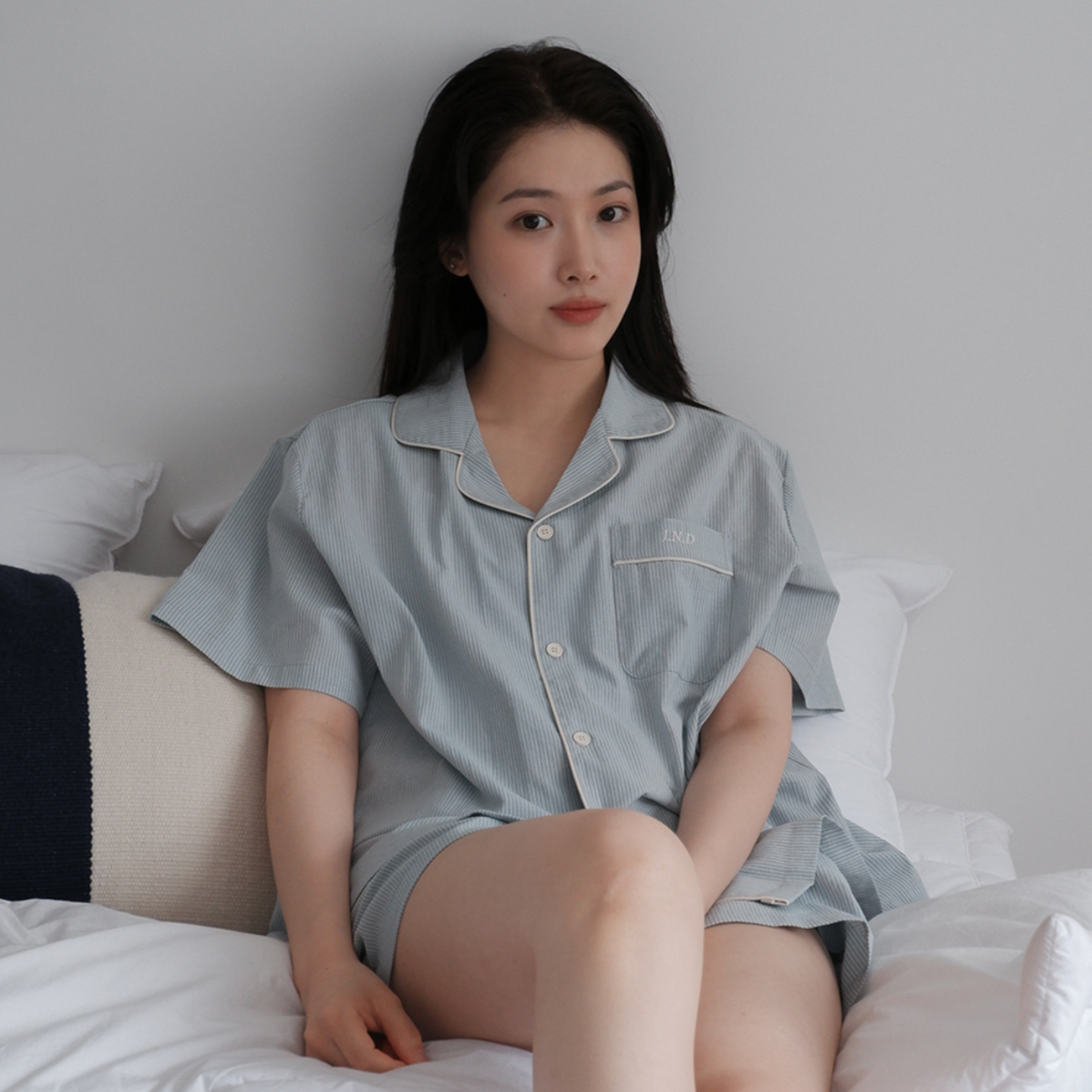 ｜Juuneedu｜ Salty Stripe Short Sleeve Pajamas Set