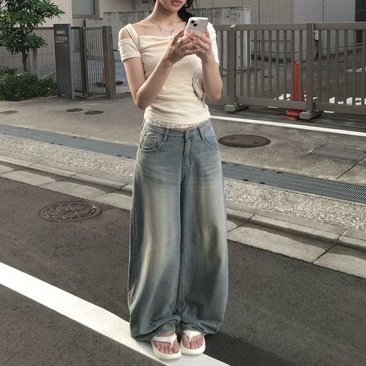 ｜anyonemore｜ Summer Hooded Vintage Washing Wide Pants