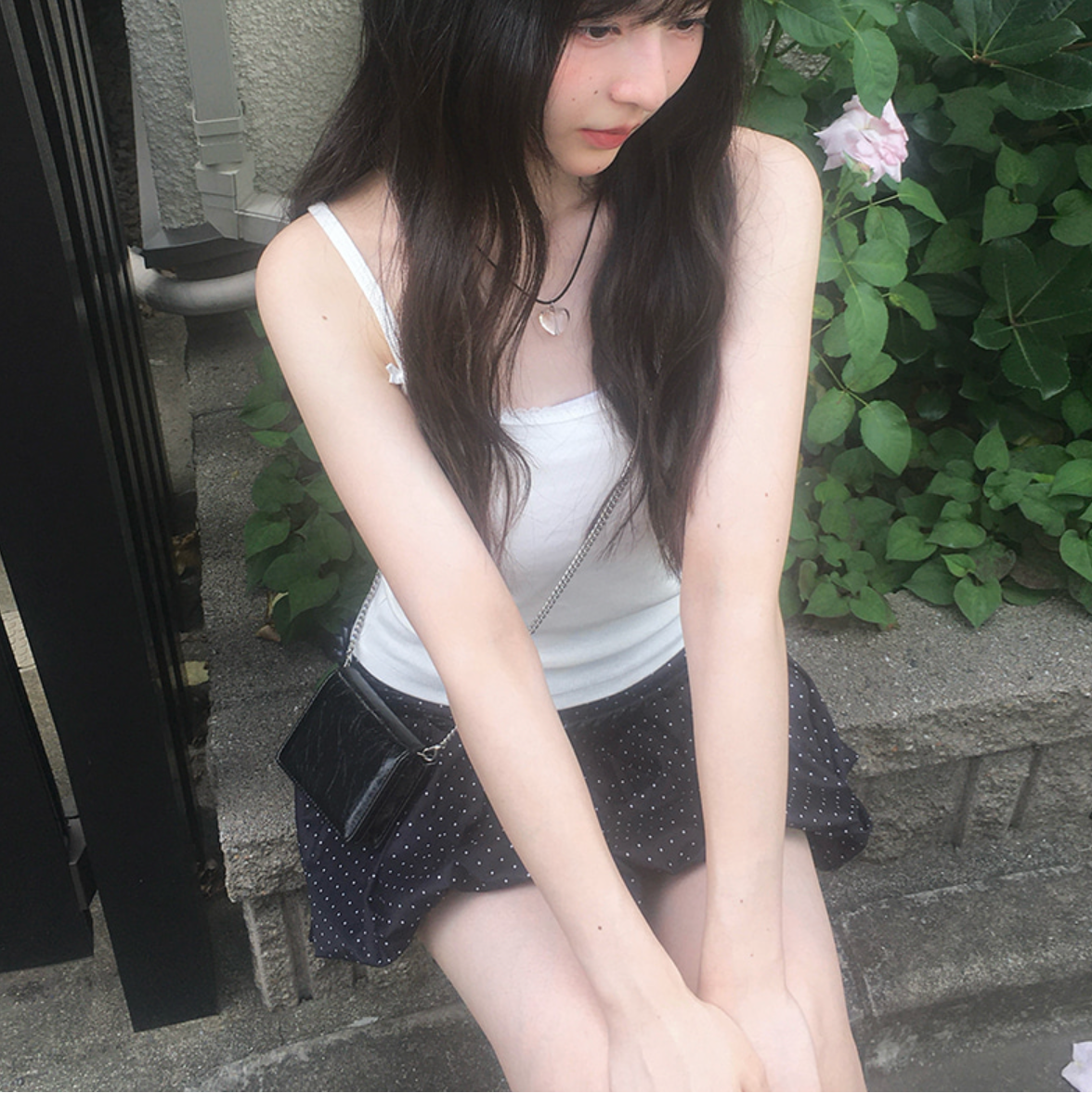 ｜anyonemore｜ Kons Ribbon Lace Square Neck String Sleeveless