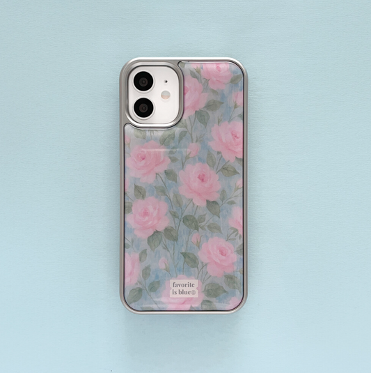 ｜midmaly｜ Rose Silver Frame Phone Case
