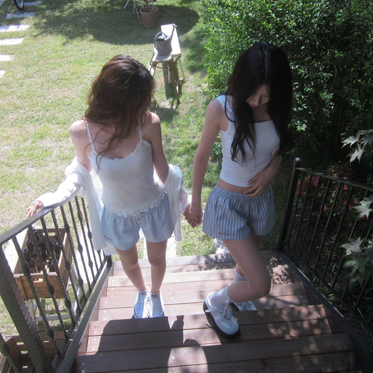 ｜CREAM CHEESE｜ Love Letter Stripe Shorts Summer Pants