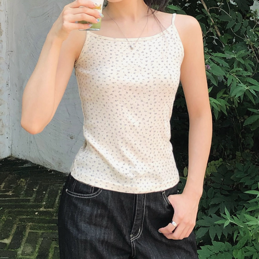 ｜SLOWAND｜ # SLOWMADE Tight Cover Fit Flower Sleeveless