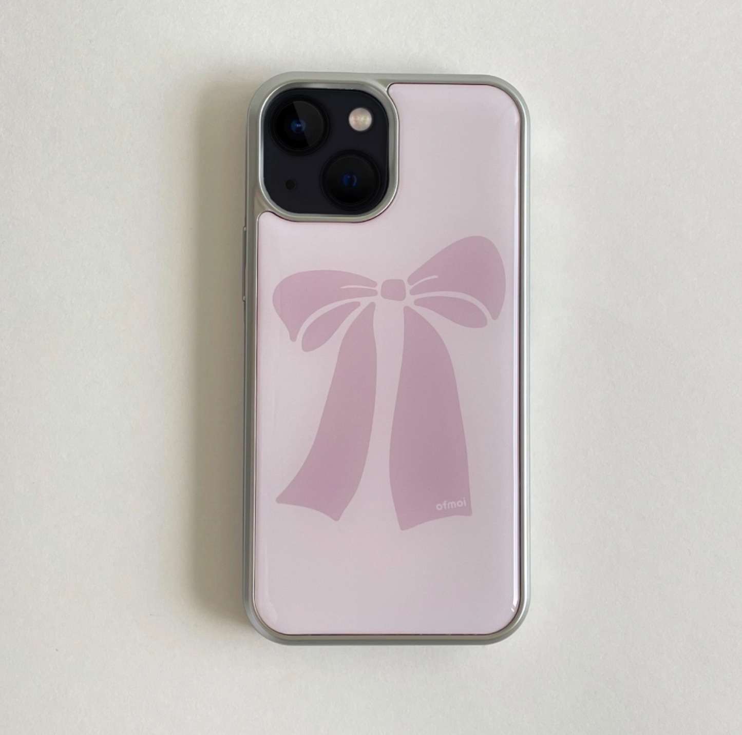 ｜ofmoi｜ Pink Ribbon Silver Epoxy Case