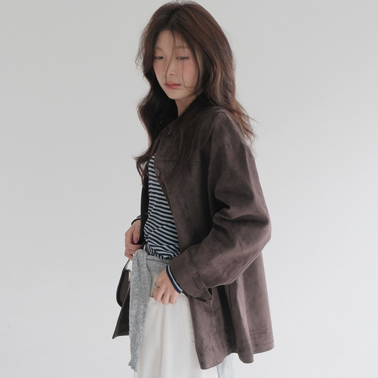 ｜SLOWAND｜ # SLOWMADE Denu Matte Suede Half Jacket