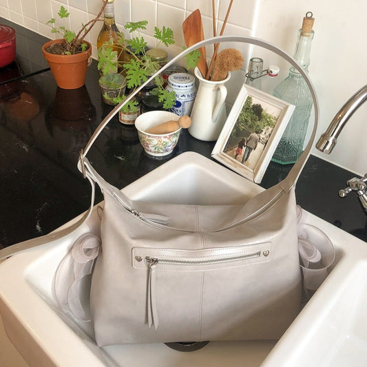 ｜ovuni｜ PILLOW RIBBON BAG (WARM GREY)