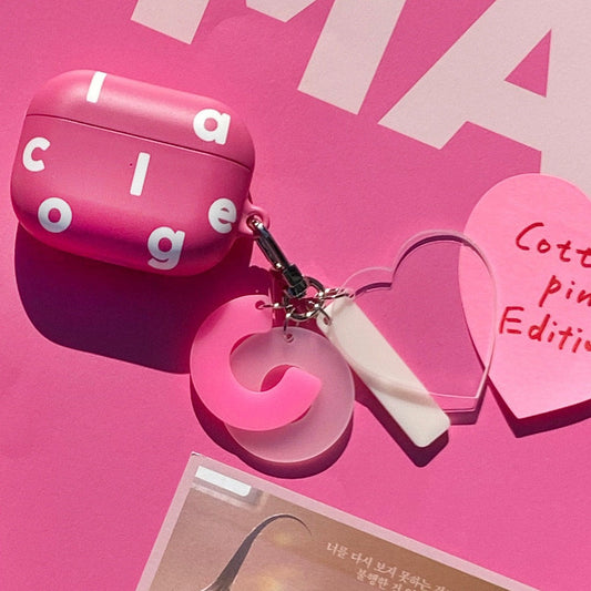 ｜collagevacance｜ Logo Alphabet AirPods Case (Pink)