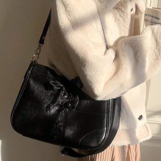 ｜ovuni｜ BUSTIER RIBBON BAG BLACK