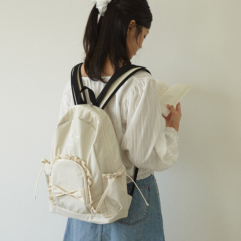 ｜ovuni｜ RUFFLE RIBBON BACKPACK (Ivory)