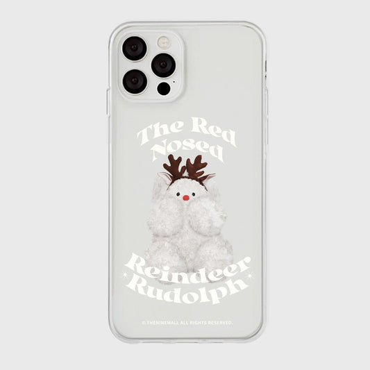 ｜THENINEMALL｜ 베이직 루돌프뽀꾸 Clear Phone Case (3 types)