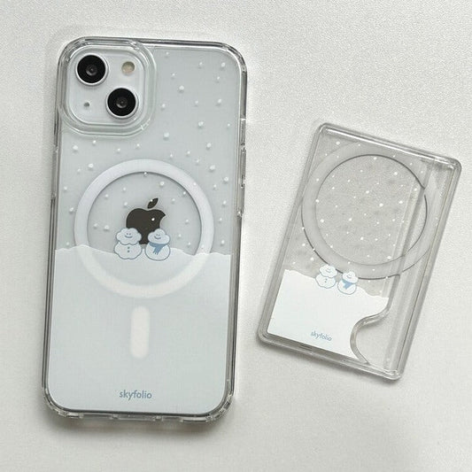 ｜skyfolio｜ MagSafe Transparent Card Wallet (Cloud Snowman)