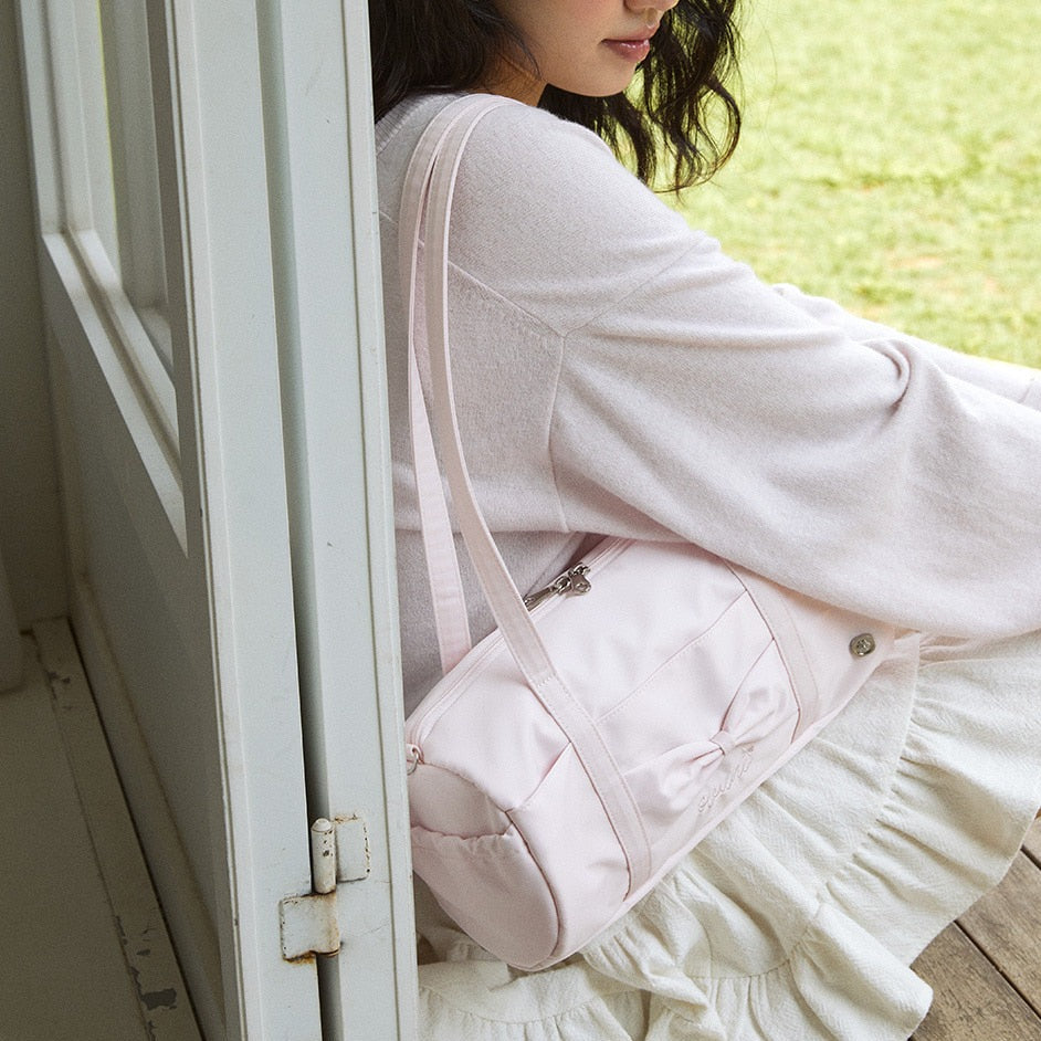 ｜ovuni｜ FLUFFY RIBBON BAG (Pale Pink)