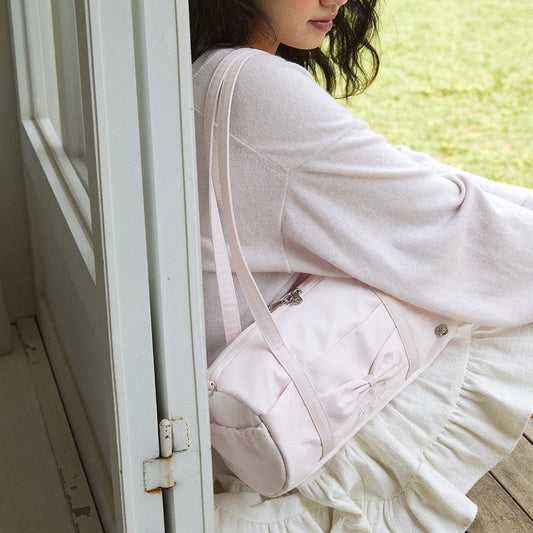｜ovuni｜ FLUFFY RIBBON BAG (Pale Pink)