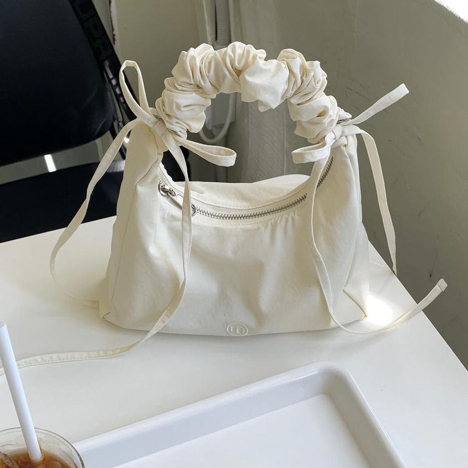 ｜untidy｜ ｜Recycle Nylon｜ Shirring Ribbon Bag Ivory