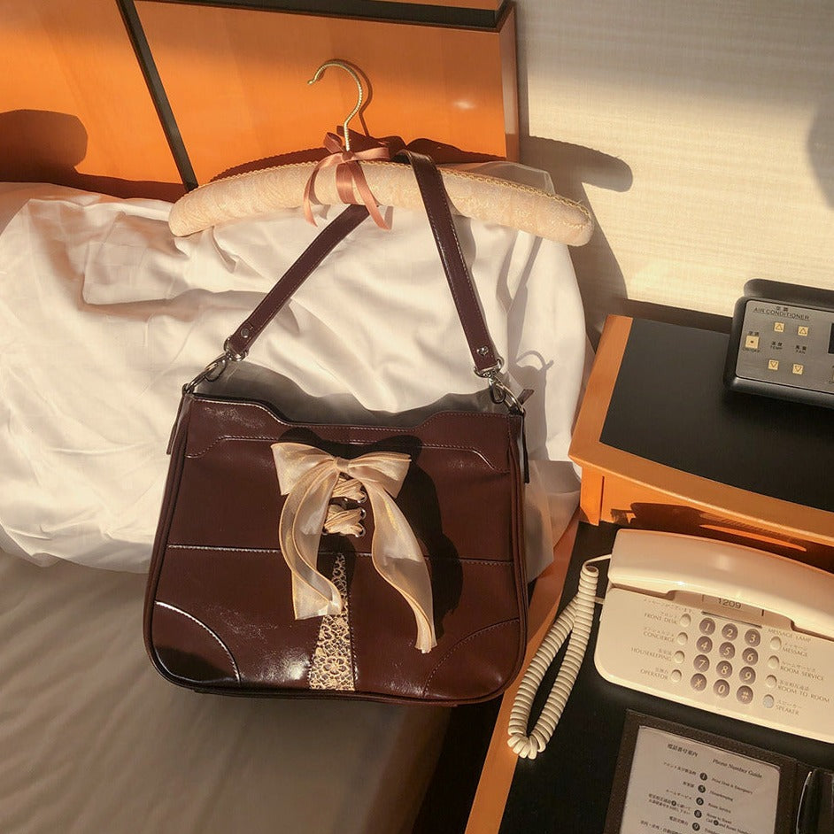 ｜ovuni｜ BUSTIER RIBBON BAG CHOCOLATE BROWN