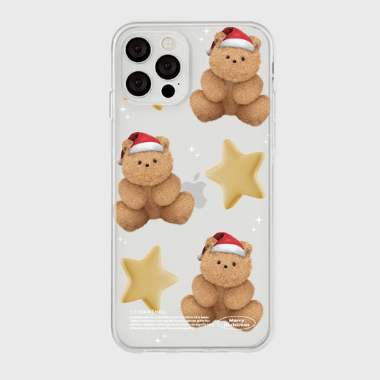 ｜THENINEMALL｜ 패턴 산타구미 Clear Phone Case (3 types)