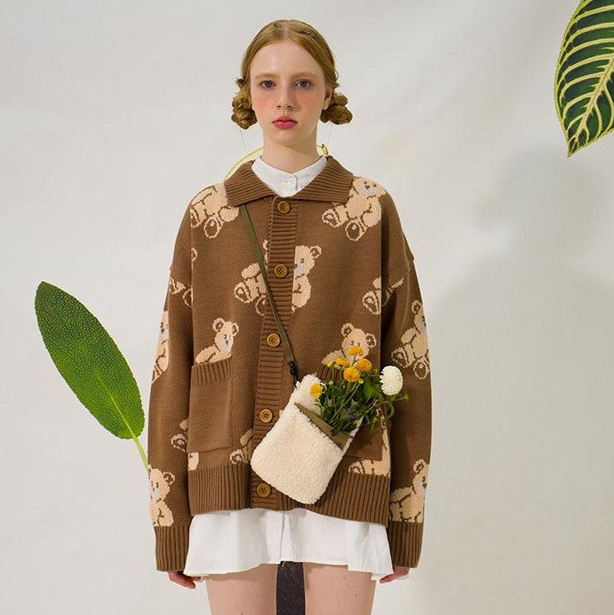 ｜Main Booth｜ Teddy Bear Cardigan (Cocoa)