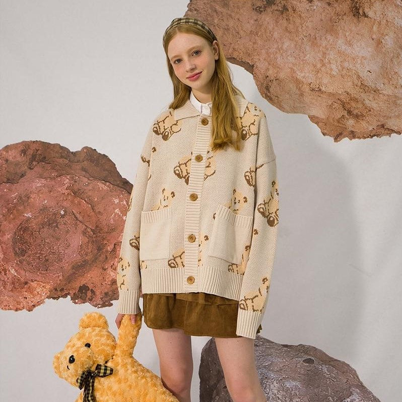 ｜Main Booth｜ Teddy Bear Cardigan (Cream)
