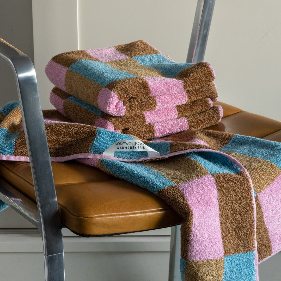 ｜WARMGREYTAIL｜ CHECK TOWEL - BERRY CHOCO