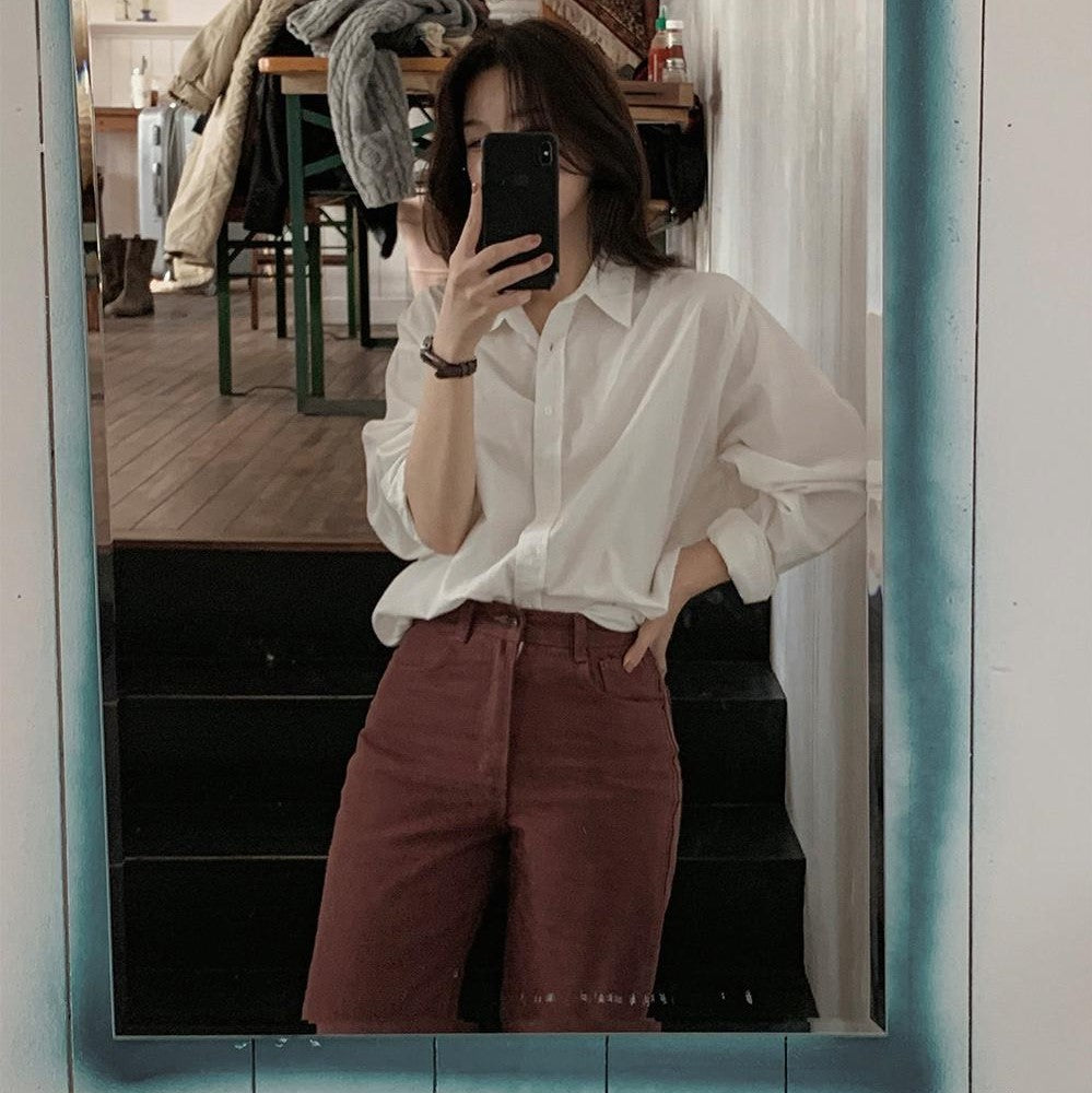 ｜SLOWAND｜ # SLOWMADE Today Deep Mute Pink Brushed Denim Pants