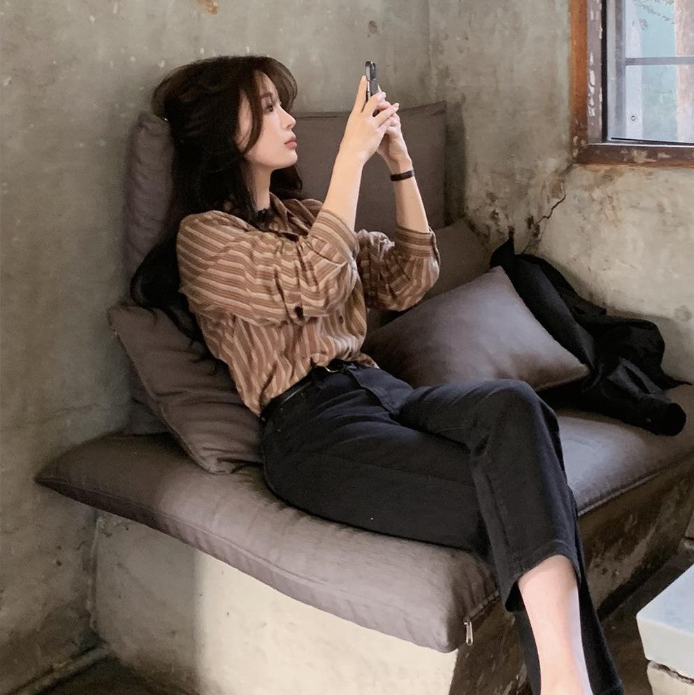 ｜SLOWAND｜ More Black Hidden Banding Straight Pants