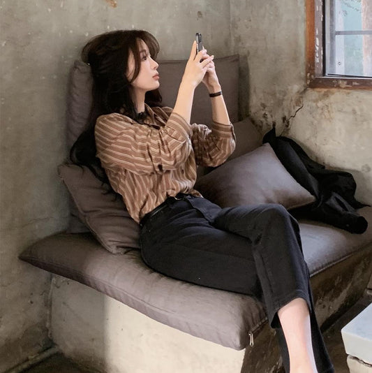 ｜SLOWAND｜ More Black Hidden Banding Straight Pants