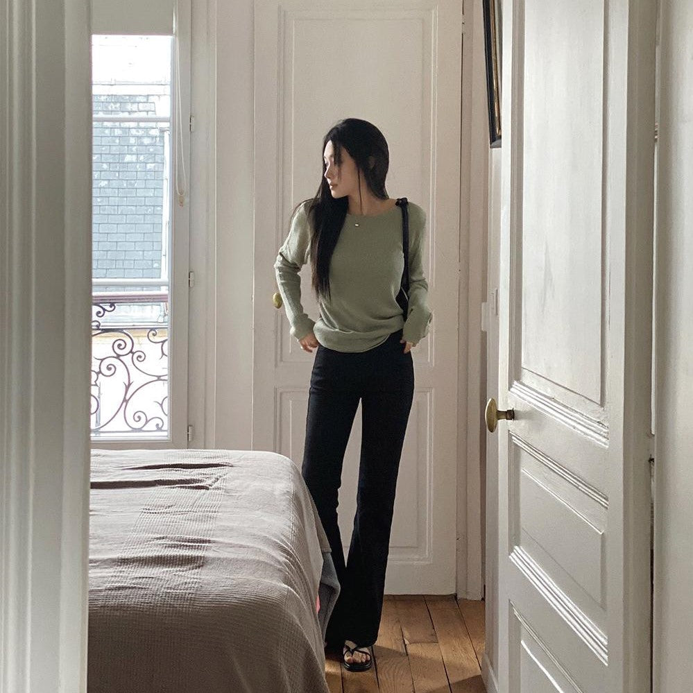 ｜SLOWAND｜ Tight Slim Raw Boot Cut Denim Pants