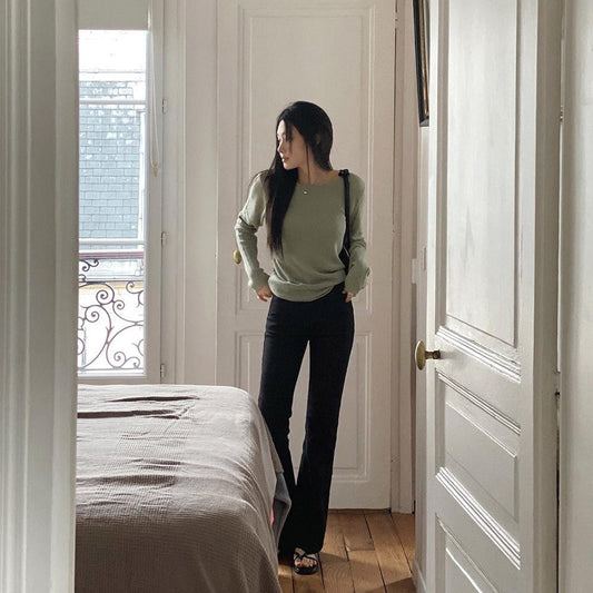 ｜SLOWAND｜ Tight Slim Raw Boot Cut Denim Pants