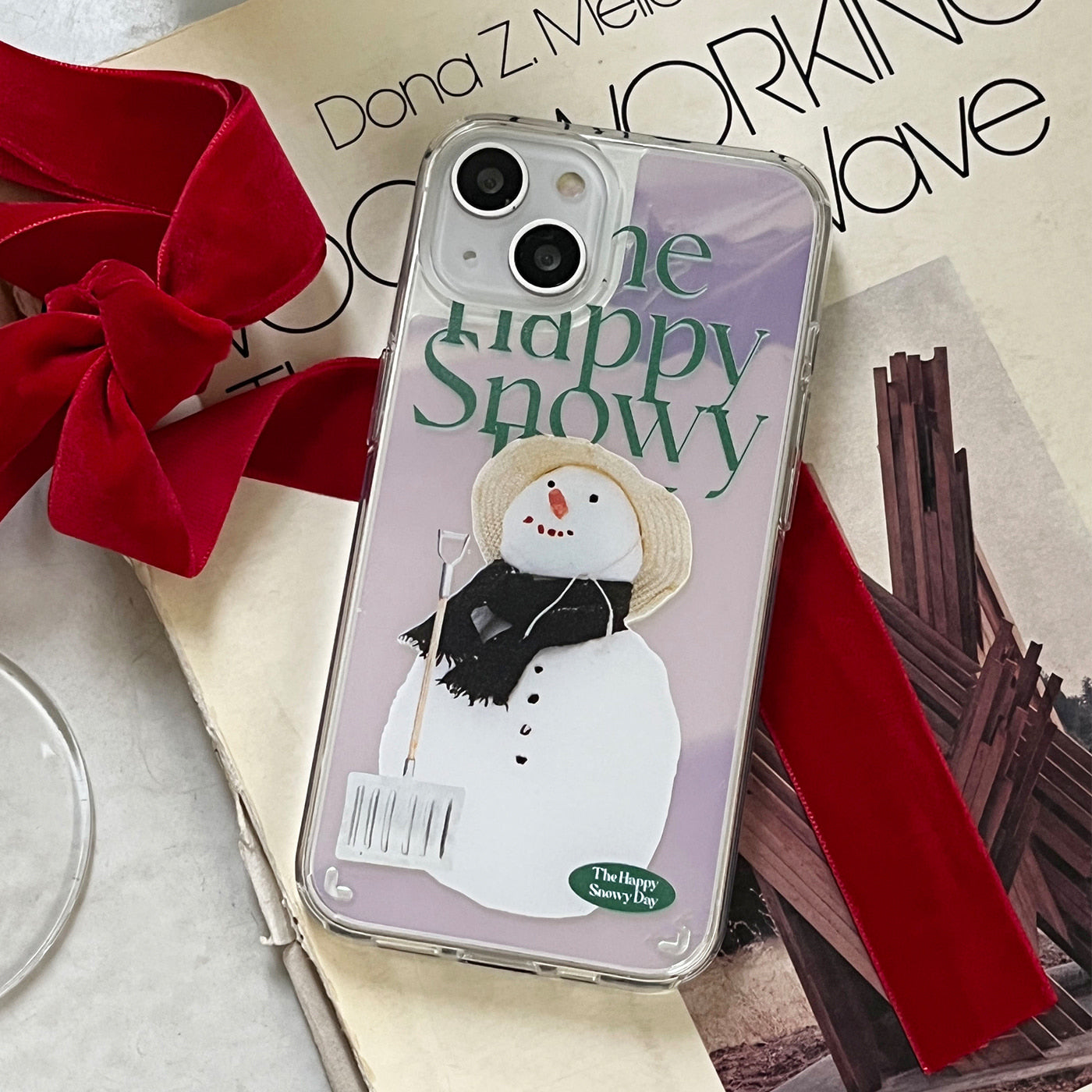 ｜Mademoment｜ Happy Snowy Lettering Design Glossy Mirror Phone Case