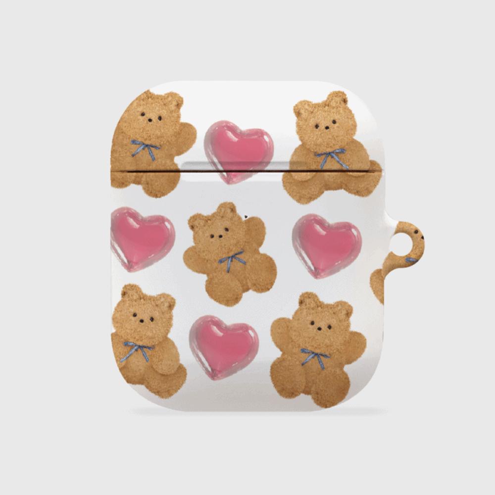｜THENINEMALL｜ Pattern Ribbon Teddy Gummy AirPods Hard Case