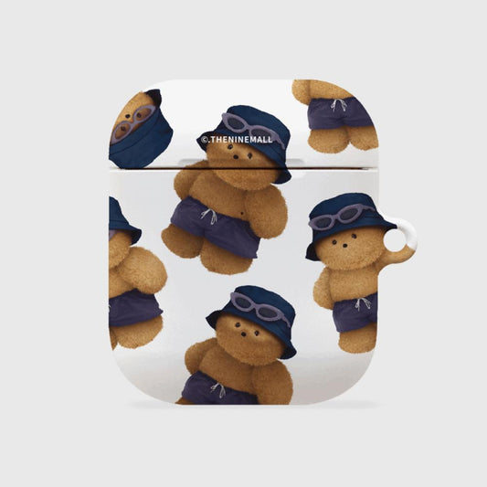 ｜THENINEMALL｜ 패턴 태닝 테디 AirPods Hard Case