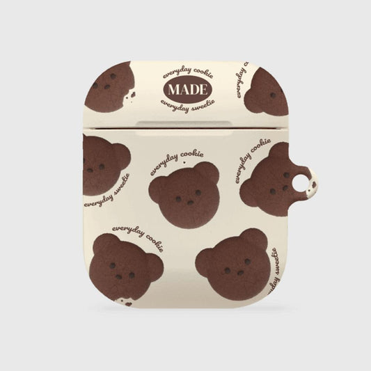 ｜THENINEMALL｜ 패턴 테디 쿠키 AirPods Hard Case