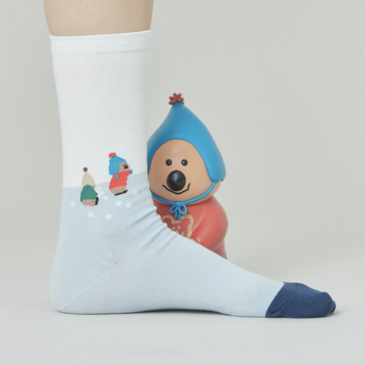 ｜Dinotaeng｜ Marshville Snow Fight Single Socks WH
