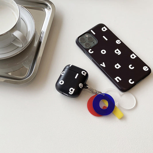 ｜collagevacance｜ Logo Alphabet AirPods Case (Black)