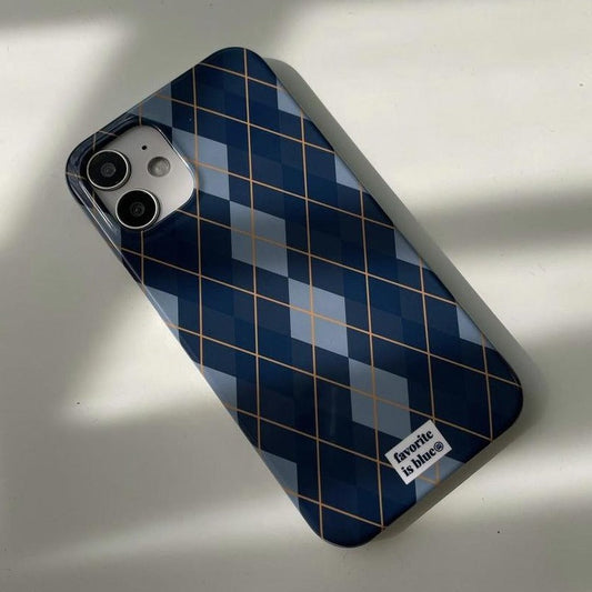 ｜midmaly｜ Blue Argyle Phone Case