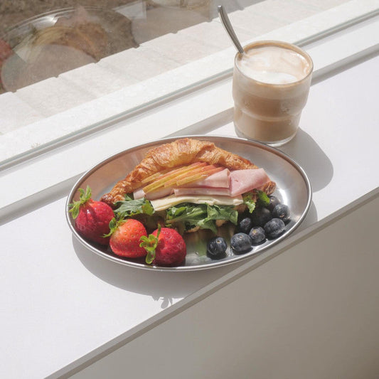 ｜Bracket Table｜ Matte Stainless Steel Oval Plate