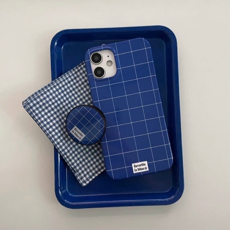 ｜midmaly｜ Vivid Blue Check Phone Case