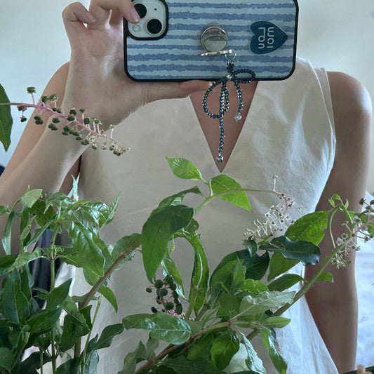 ｜Loumoi｜ Present Series DENIM LOVE / Blue Stripe Phone Case