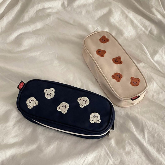｜pureureum design｜ Cupid Bear Pencil Pouch (Beige/ Navy)