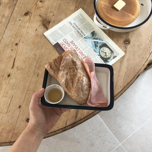 ｜Bracket Table｜ Vintage Black Line Square Bowl