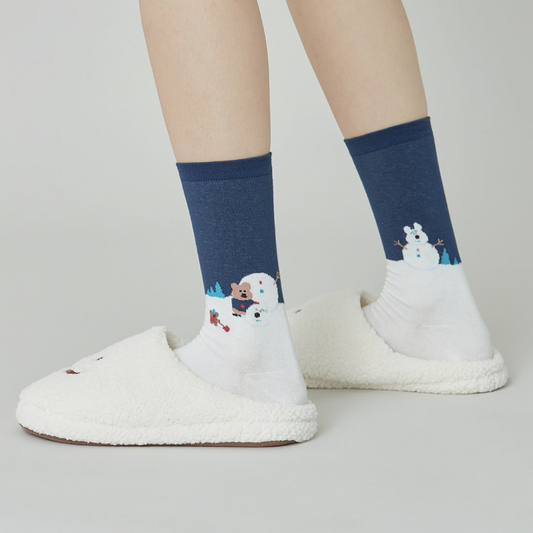 ｜Dinotaeng｜ Snowman! Single Socks